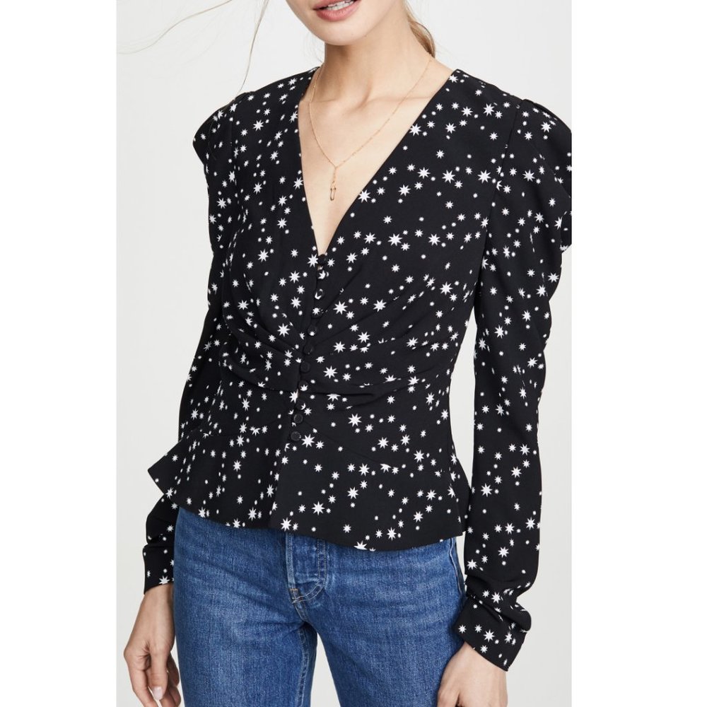 Jonathan Simkhai Star Printed V-neck Blouse Size Medium